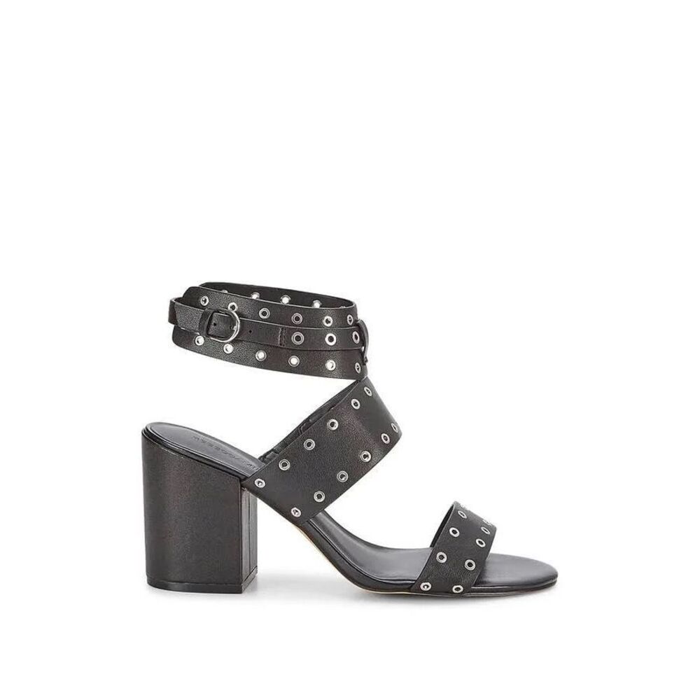 Rebecca Minkoff Black Leather Carter Sandal Mule Low Comfort Block Heel Size 6.5